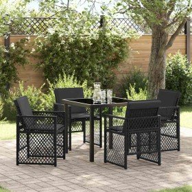 Conjunto de Comedor de Jardín 5 pcs Negro ratán sintético