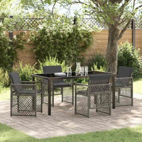 Conjunto de Comedor de Jardín 5 pcs Gris ratán sintético