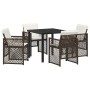 Conjunto de Comedor de Jardín 5 pcs Marrón ratán sintético