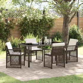 Conjunto de Comedor de Jardín 5 pcs Marrón ratán sintético