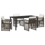 Conjunto de Comedor de Jardín 5 pcs Marrón ratán sintético