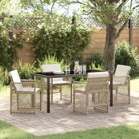 Conjunto de Comedor de Jardín 5 pcs Beige ratán sintético