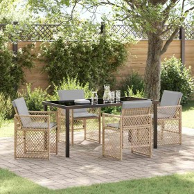 Conjunto de Comedor de Jardín 5 pcs Beige ratán sintético