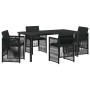 Conjunto de Comedor de Jardín 5 pcs Negro Poliratán