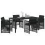 Conjunto de Comedor de Jardín 5 pcs Negro Poliratán