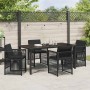 Conjunto de Comedor de Jardín 5 pcs Negro Poliratán