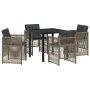 Conjunto de Comedor de Jardín 5 pcs Gris Poliratán
