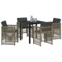 Conjunto de Comedor de Jardín 5 pcs Gris Poliratán