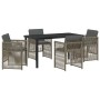 Conjunto de Comedor de Jardín 5 pcs Gris Poliratán