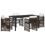 Conjunto de Comedor de Jardín 5 pcs Marrón Poliratán