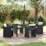 Conjunto de Comedor de Jardín 5 pcs Negro ratán sintético