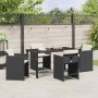 Conjunto de Comedor de Jardín 5 pcs Negro ratán sintético