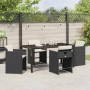 Conjunto de Comedor de Jardín 5 pcs Negro ratán sintético