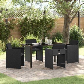 Conjunto de Comedor de Jardín 5 pcs Negro ratán sintético