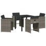 Conjunto de Comedor de Jardín 5 pcs Gris ratán sintético
