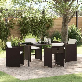 Conjunto de Comedor de Jardín 5 pcs Marrón ratán sintético Conjunto de Comedor de Jardín 5 pcs Marrón ratán sintético