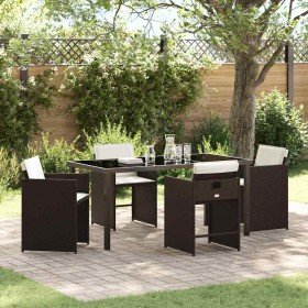 Conjunto de Comedor de Jardín 5 pcs Marrón ratán sintético