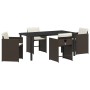 Conjunto de Comedor de Jardín 5 pcs Marrón ratán sintético