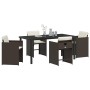 Conjunto de Comedor de Jardín 5 pcs Marrón ratán sintético