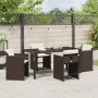 Conjunto de Comedor de Jardín 5 pcs Marrón ratán sintético