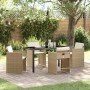 Conjunto de Comedor de Jardín 5 pcs Beige ratán sintético