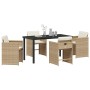 Conjunto de Comedor de Jardín 5 pcs Beige ratán sintético