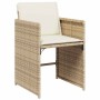 Conjunto de Comedor de Jardín 5 pcs Beige ratán sintético