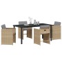 Conjunto de Comedor de Jardín 5 pcs Beige ratán sintético
