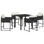 Conjunto de Comedor de Jardín 5 pcs Negro ratán sintético