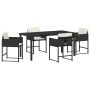 Conjunto de Comedor de Jardín 5 pcs Negro ratán sintético