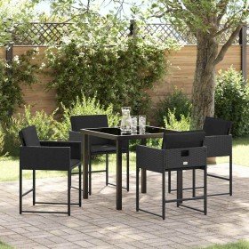 Conjunto de Comedor de Jardín 5 pcs Negro ratán sintético