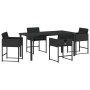 Conjunto de Comedor de Jardín 5 pcs Negro ratán sintético