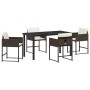 Conjunto de Comedor de Jardín 5 pcs Marrón ratán sintético