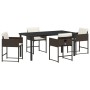 Conjunto de Comedor de Jardín 5 pcs Marrón ratán sintético
