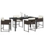 Conjunto de Comedor de Jardín 5 pcs Marrón ratán sintético