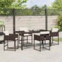 Conjunto de Comedor de Jardín 5 pcs Marrón ratán sintético