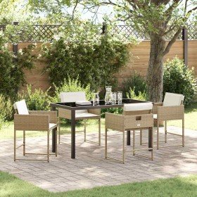 Conjunto de Comedor de Jardín 5 pcs Beige ratán sintético