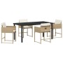 Conjunto de Comedor de Jardín 5 pcs Beige ratán sintético