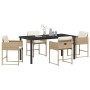 Conjunto de Comedor de Jardín 5 pcs Beige ratán sintético