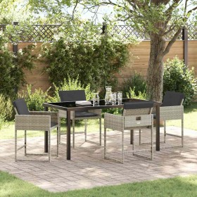 Conjunto de Comedor de Jardín 5 pcs Gris Claro ratán sintético Conjunto de Comedor de Jardín 5 pcs Gris Claro ratán sintético