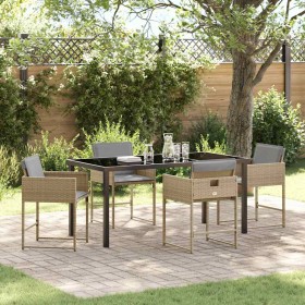 Conjunto de Comedor de Jardín 5 pcs Beige ratán sintético