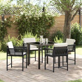 Conjunto de Comedor de Jardín 5 pcs Negro ratán sintético