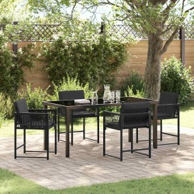 Conjunto de Comedor de Jardín 5 pcs Negro ratán sintético