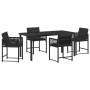 Conjunto de Comedor de Jardín 5 pcs Negro ratán sintético