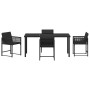 Conjunto de Comedor de Jardín 5 pcs Negro ratán sintético
