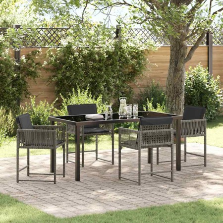 Conjunto de Comedor de Jardín 5 pcs Gris ratán sintético