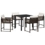 Conjunto de Comedor de Jardín 5 pcs Marrón ratán sintético