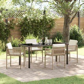 Conjunto de Comedor de Jardín 5 pcs Beige ratán sintético