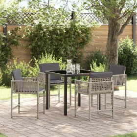 Conjunto de Comedor de Jardín 5 pcs Gris Claro ratán sintético