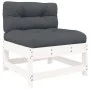 7-teiliges Gartenmöbel-Set und weiße Massivholzkissen von vidaXL, Gartensets - Ref: Foro24-3185823, Preis: 599,10 €, Rabatt: %